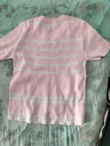 Pink &amp; White Striped Knit Top