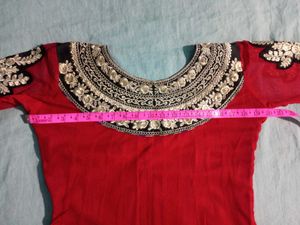 Red Embroidered Anarkali With Dupatta