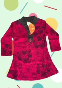 Girls Kurta With Woolen Lagging