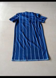 Navy Striped Floral Polo Dress