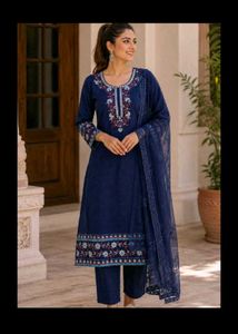 Blue Kurta Set with Shifli & Gotta Work
