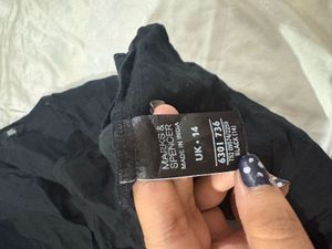 M&amp;S Pure Cotton Chic Black V-Neck Tunic Top