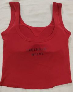 Red Ribbed Crop Tank Top