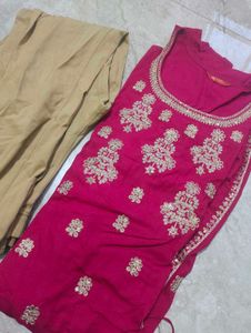 Elegant Pink Kurta Set with Embellishments