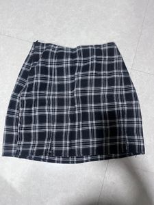 Black and White Plaid Mini Skirt
