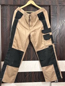 Block Pattern Beige Cargo Pants Brand New