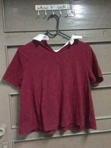 Maroon Top w/ White Collar