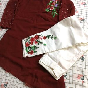 Beutiful Embroidered Kurta with Pants Set