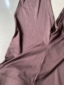 Brown Ribbed Flare Pants