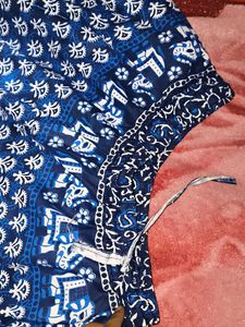 Blue &amp; White Patterned Ethnic Skirt