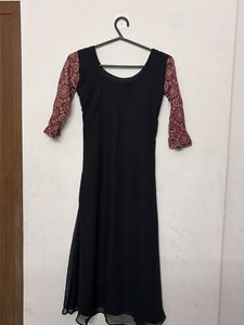 Stylish Black &amp; Maroon Kurta with Mirror Work