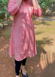 Pink Embroidered Kurta