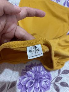 Yellow Puff Sleeve Ribbed Top
