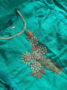Beautiful Green Kurta Set with Embellishments