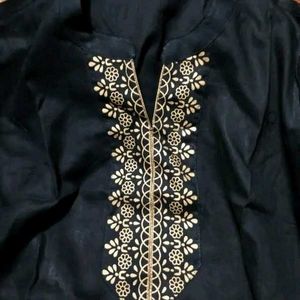 New Elegant Black Kurta with Gold Print