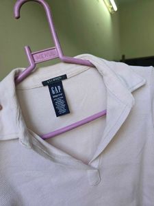 Soft Pink Collared Long Sleeve Top