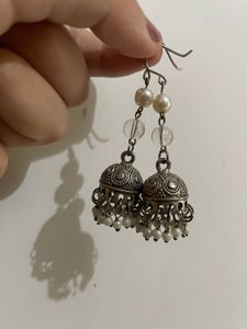 Elegant Jhumka Earrings with Pearls