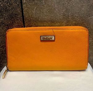 DKNY leather Orange Zip Around Wallet