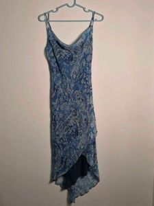 Y2K Blue Paisley Print Slip Dress