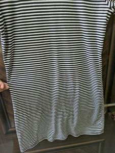 Black &amp; White Striped Ribbed Dress