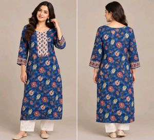 Beautiful Blue Floral Print Kurta