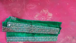 Unstitched Green Lahenga, Blouse And Dupatta Set Combo