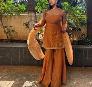 Orange Ethnic Kurta Set with Palazzo