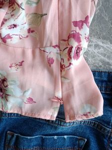 Pink Floral Button-Up Blouse
