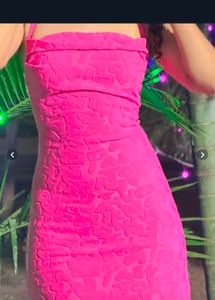 Pink Abstract Self Design Mini Bodycon