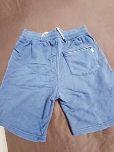 Blue Cotton Drawstring Shorts