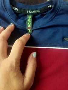 kid's Long Sleeve Maroon &amp; Blue T-Shi