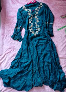 Teal Embroidered Anarkali Gown