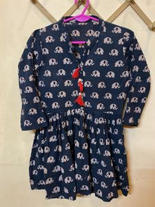 Black Elephant Print Kurta