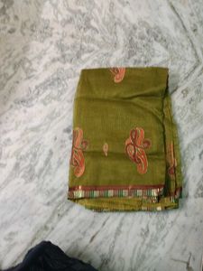 Olive Green Saree with Paisley Motif