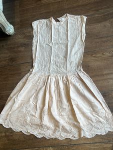 Cotton Shifli Lace Peach Dress - Small Size