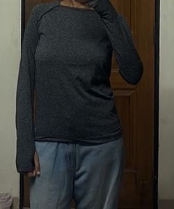 Comfortable Charcoal Grey Long Sleeve Top