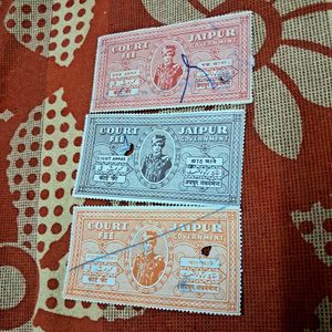 3 JAIPUR STATE COURT FEE FISCAL USED STAMPS