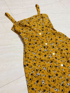 Yellow Floral Spaghetti Strap Dress