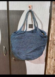 Blue Woven Shoulder Bag