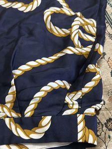 Navy Blue Nautical Rope Print Pants