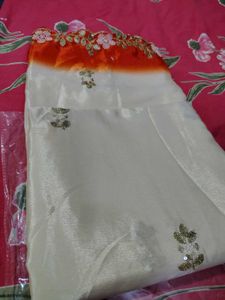 Elegant Orange & Pink Saree Pure Chinon
