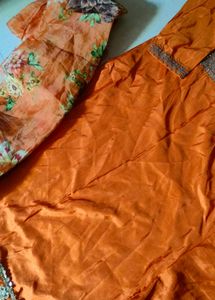 Orange Embroidered pant kurta dupatta set