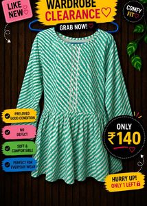 Green Striped Kurti for Women
