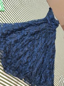 Elegant Blue Lace Overlay Dress