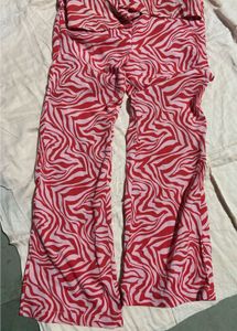 Red Pink Zebra Print Shirt And Pants - Coord Set
