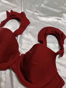 Red Push-Up Bra with Bow Detail