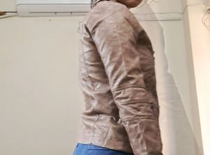 Biker Jacket - Women's Brown Faux Leather