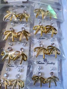 2 Cute Bow & Pearl Earring Set