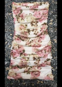 Floral Ruched Mesh Coverup Tube Dress