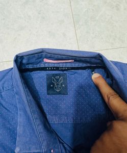 Rare Rabbit Men's Blue Patterned Dress Shirt